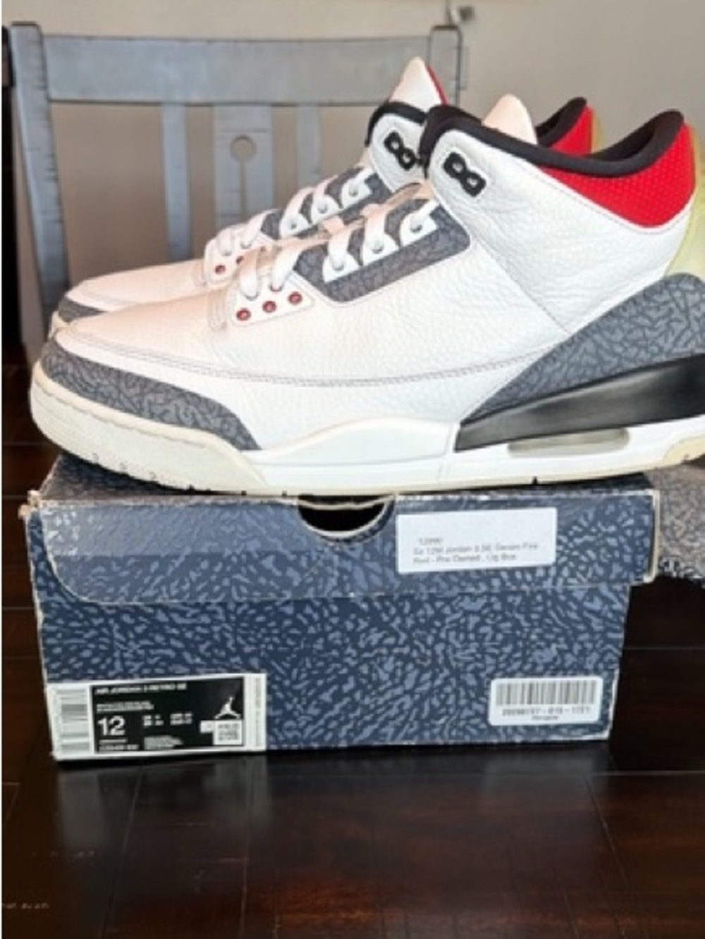 Jordan Men's White, Red & Gray Leather Sneakers